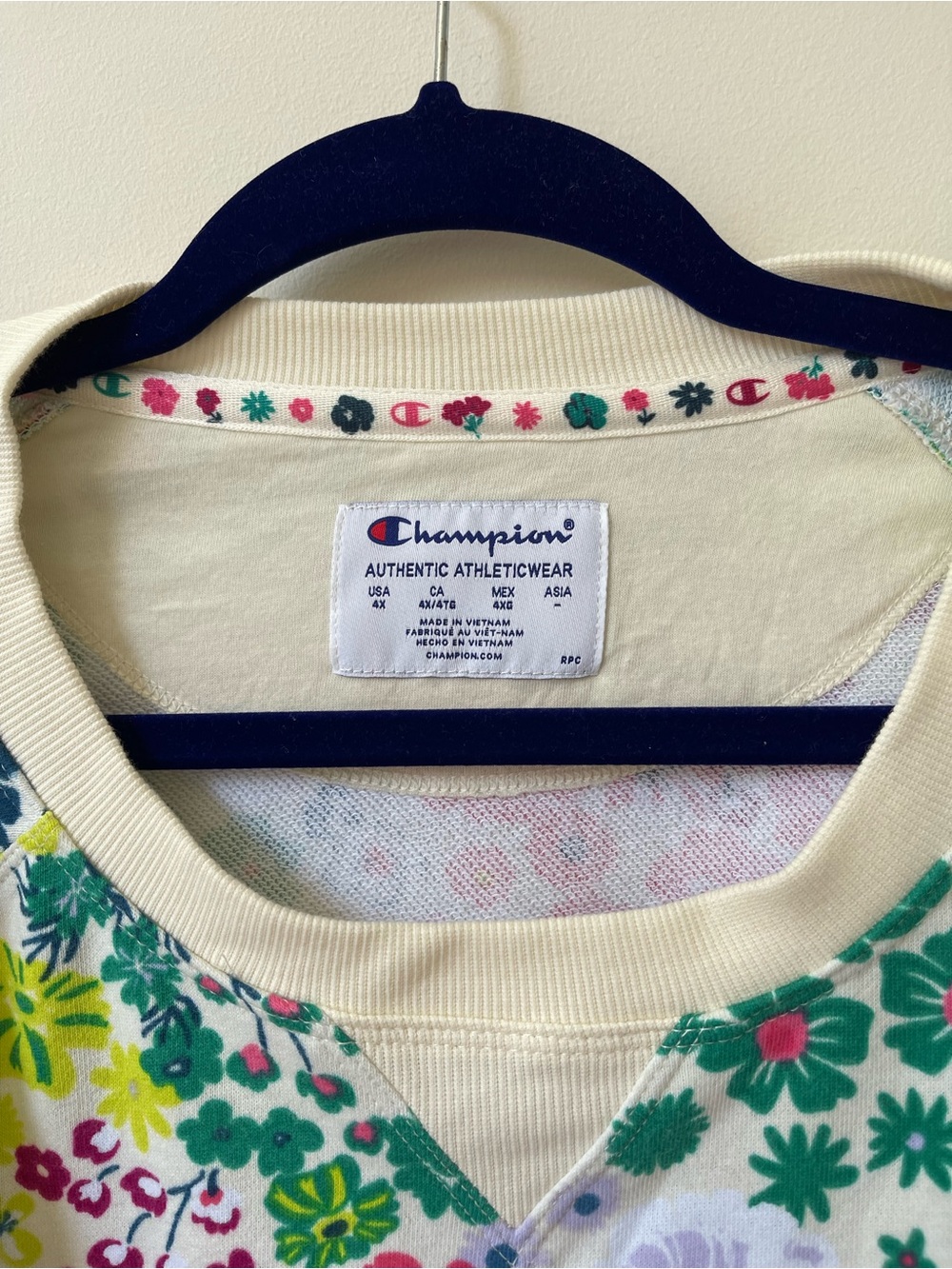 Champion Cream Flower Power Crewneck Sweatshirt with Multicolor Accents - Picture 3 of 8